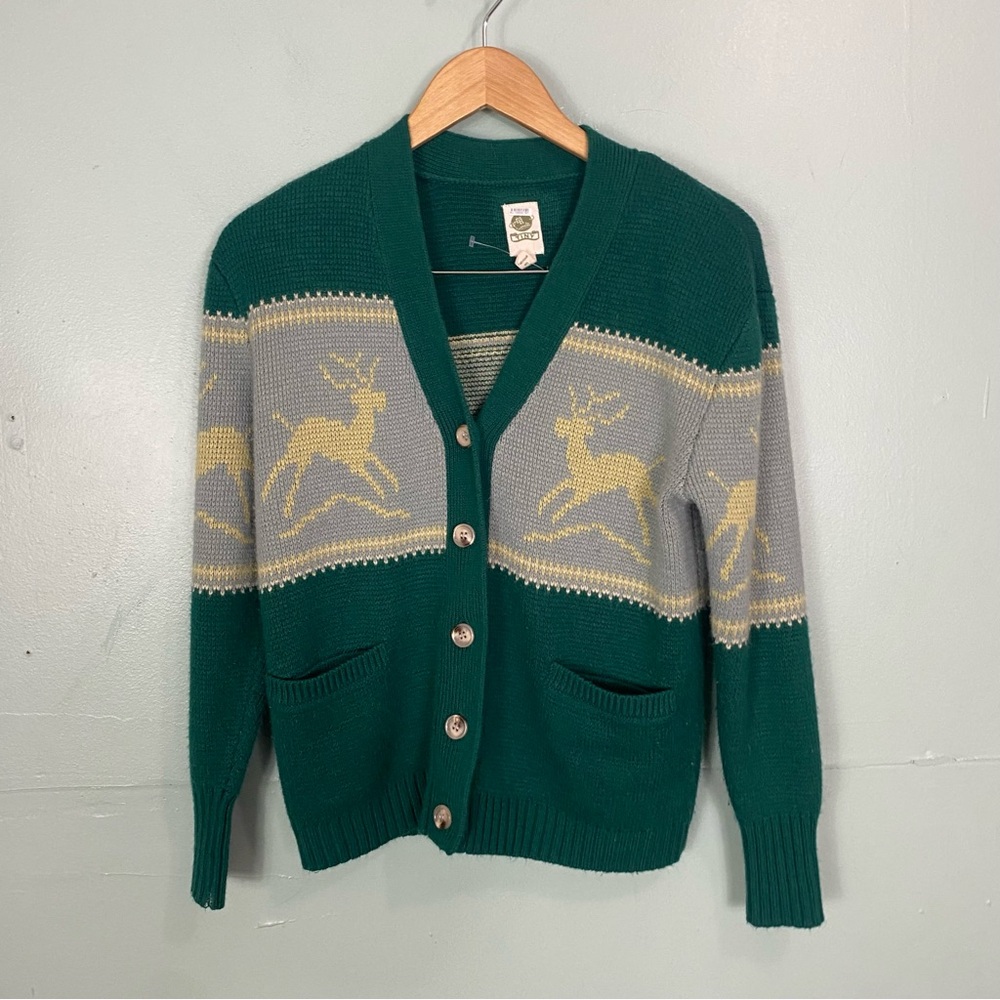 Anthropologie Tiny Reindeer‎ Cardigan Green XS Sweater